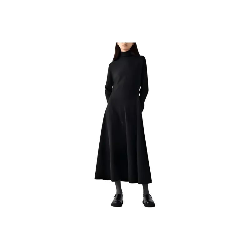 UNIQLO Long-Sleeved Dresses Women's Black-0