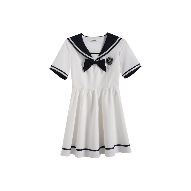 Linjou Short-Sleeved Dresses Women's White-0