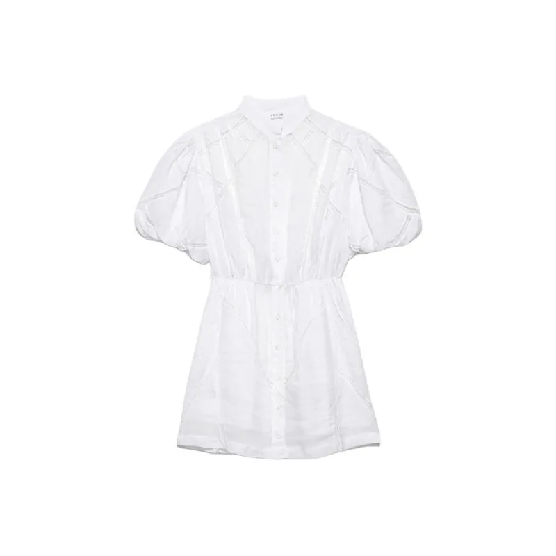 FRAME Short Sleeved Dress Women's White-0