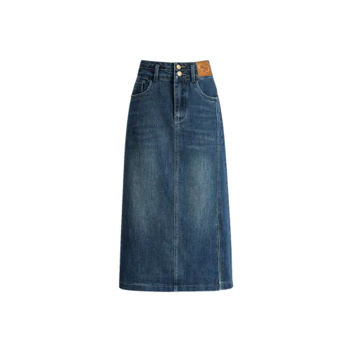 Cypress House Denim Long Skirt Women's Vintage Dark Blue