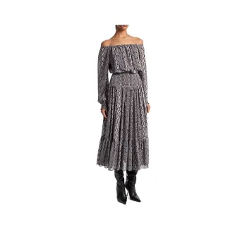 MICHAEL KORS Boat neck Smocked Maxi Dress