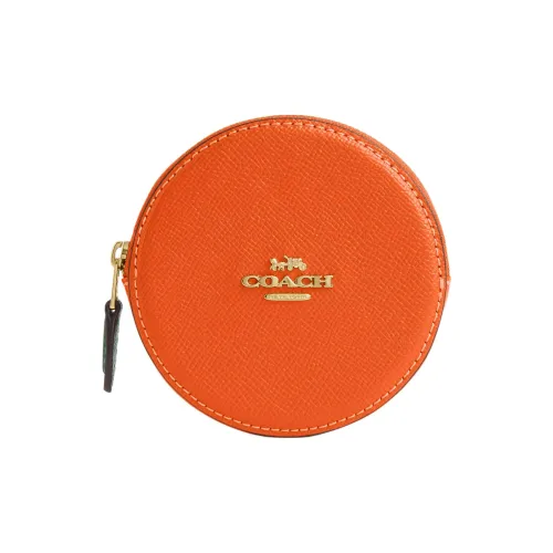 COACH Leather Coin Purse Mini Women's Orange