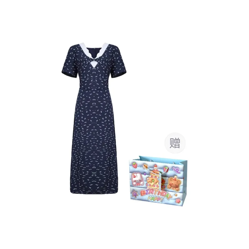 Gentle Welcome Short Sleeved Dress Women's Navy Blue-0