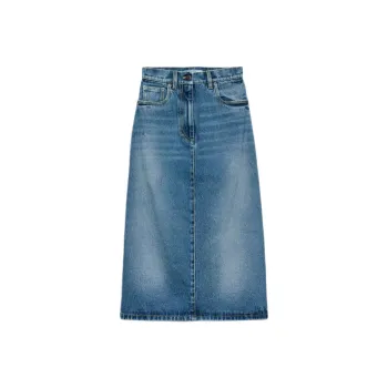 PRADA Denim Long Skirt Women's Blue