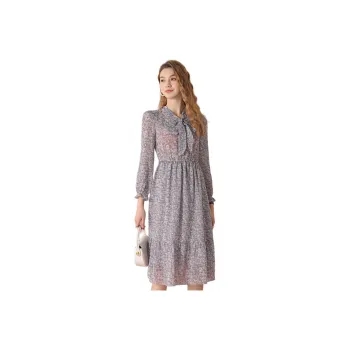 FENHONGMALI Long Sleeved Dresses Women's Blue