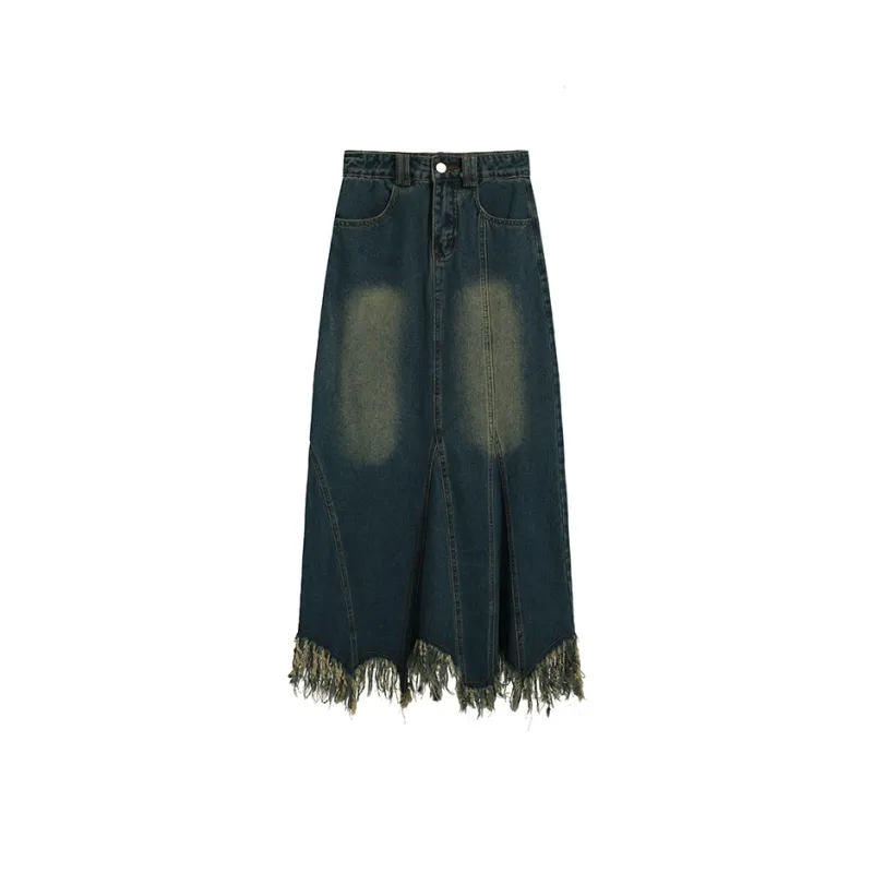 PAIN OR PLEASURE Denim Long Skirts Women's Blue-0