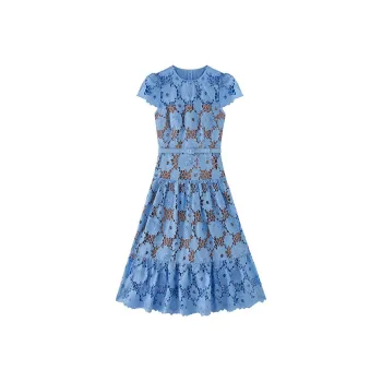 Self portrait Short Sleeved Dress Women's Misty Blue