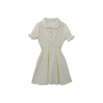 Icicofficial Short Sleeved Dress Women's Apricot