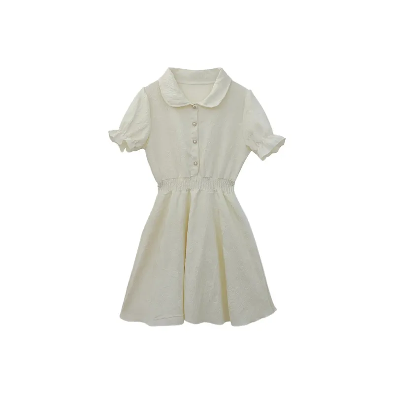 Icicofficial Short Sleeved Dress Women's Apricot-0