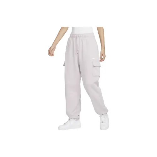 Nike Sportswear Club Fleece Knitted Sports Pants Women's Gray Purple/White