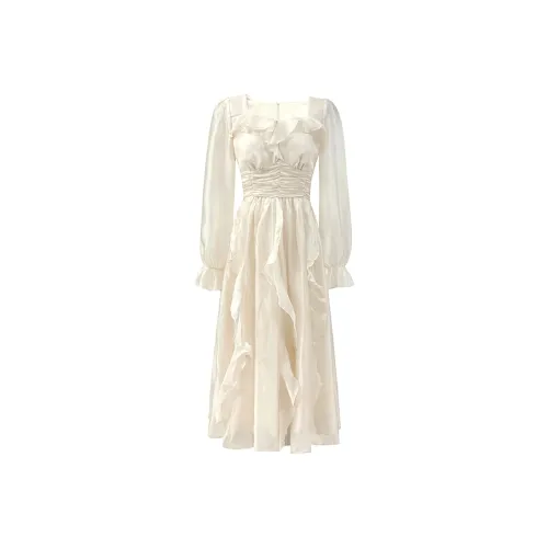 UNION REMOVE Long Sleeved Dress Women's Apricot