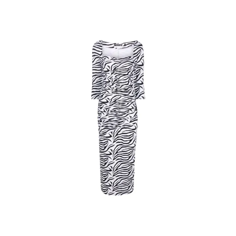 Rotate Long-Sleeved Dresses Women's Black White-0