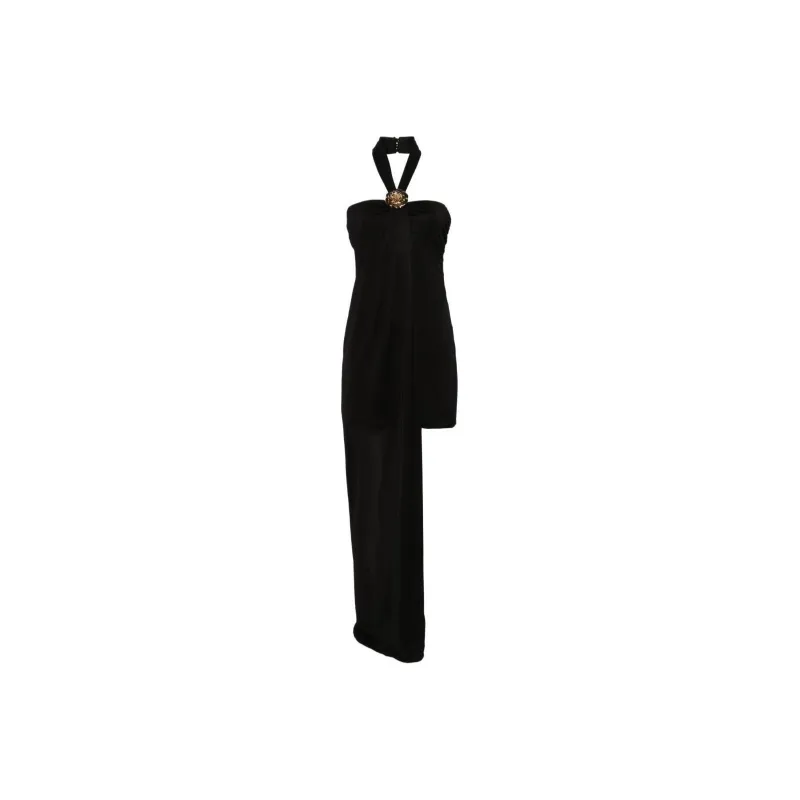 Blumarine Floral brooch Draped Dress-0