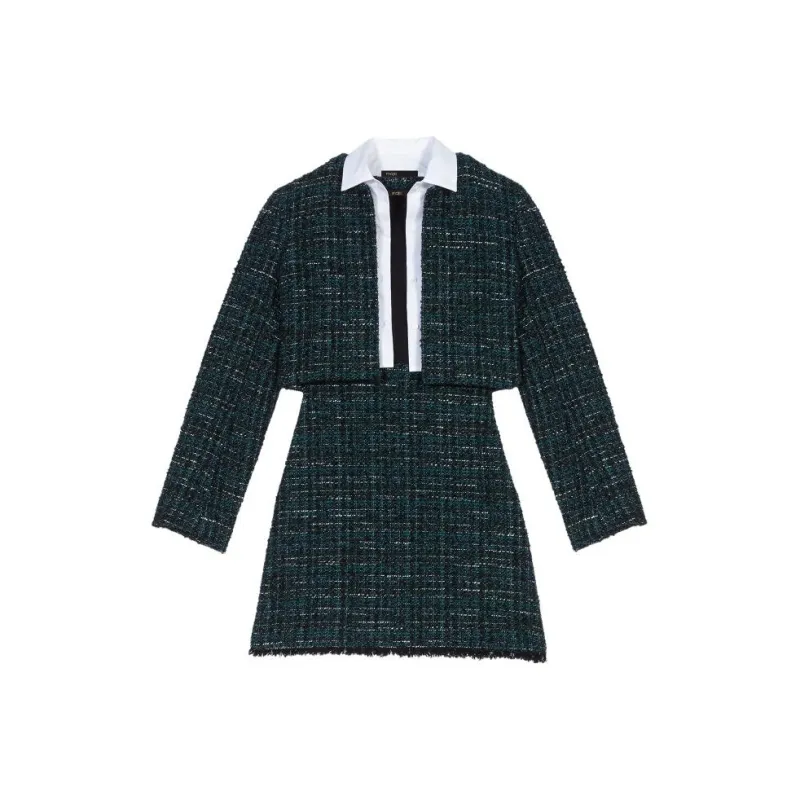 Maje 2 in 2 Tweed Minidress-0