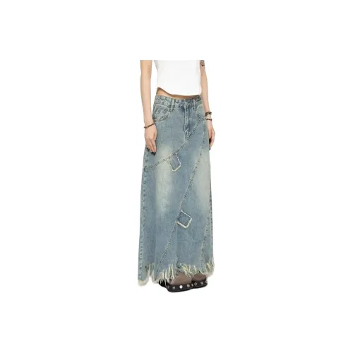 Ordifen SS25 Denim Long Skirt Women's Blue