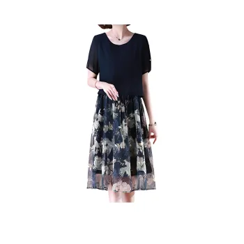 Mapping Short Sleeved Dresses Women's Navy Blue