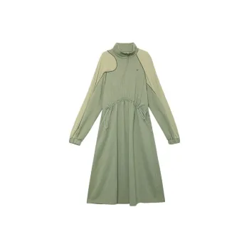 Half Circle Long-Sleeved Dresses Women's Pea Green