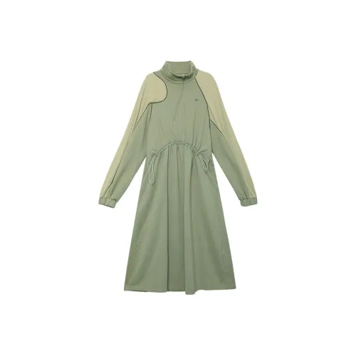 Half Circle Long-Sleeved Dresses Women's Pea Green
