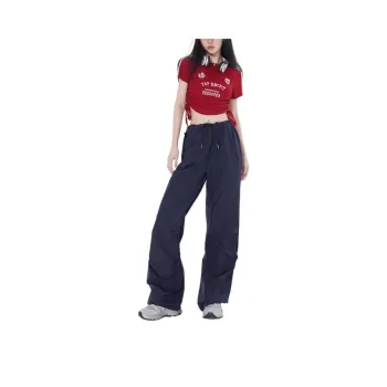 YINLEI Knitted Sports Pants Women's Navy Blue