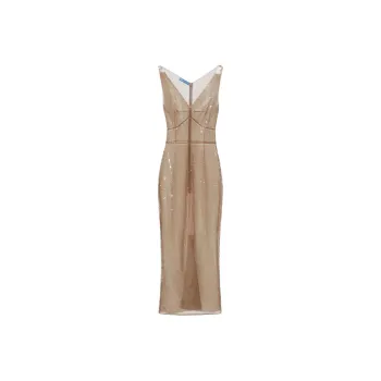 PRADA Sequinned Tulle Midi Dress