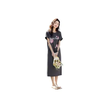 【dme】 Short Sleeved Dress Women's Dark Gray