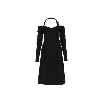 Ferragamo Off-Shoulder Long-Sleeved Midi Dress