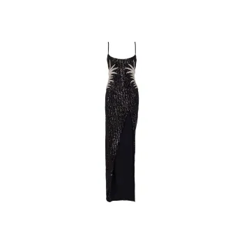 BALMAIN Palm Tree embroidered Sequinned Gown