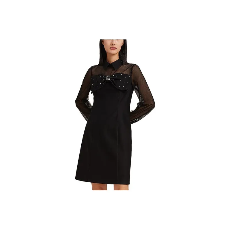 GOELIA Long Sleeved Dresses Women's Black-0