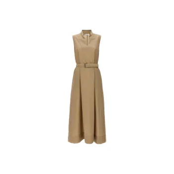 Brunello Cucinelli Beaded-Trim V-Neck Tunic Dress