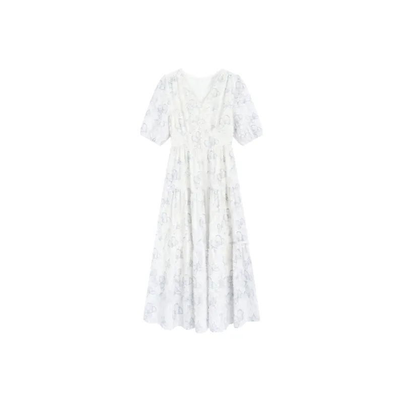 SNZX Short Sleeved Dresses Women's White-0