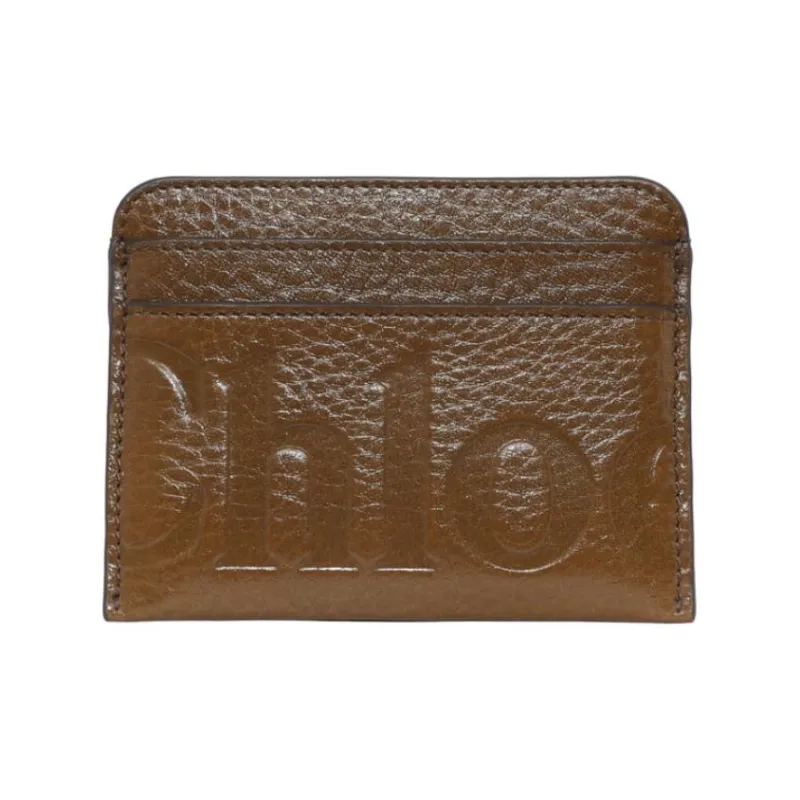 Chloe Leather Card Holder Unisex Brown-0