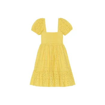 GANNI Broderie Anglaise Square Neck Mini Dress