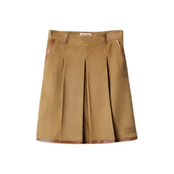MIU MIU Suede Pleated Skirt