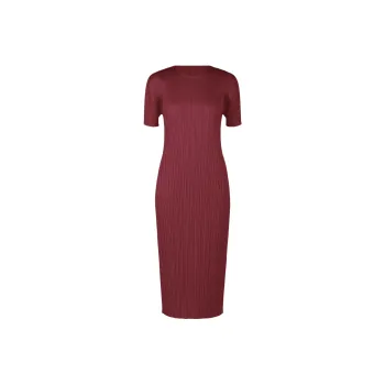 PLEATS PLEASE ISSEY MIYAKE Short Sleeved Dresses Women's Burgundy