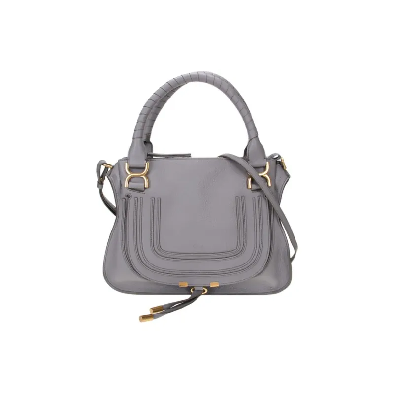 Chloe Marcie Leather Tote Bag, Shopping Bag, Handbag Women's Light Gray-0
