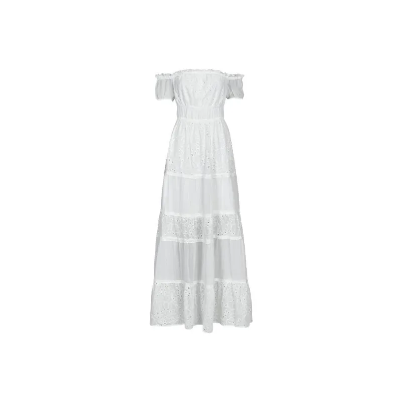 GUESS Short Sleeved Dress Women's White-0