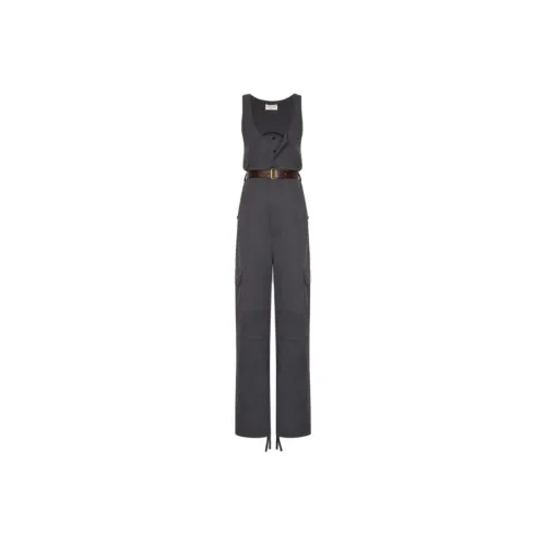 SAINT LAURENT suedeed Sleeveless Jumpsuit