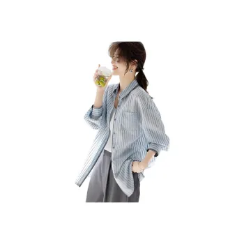 XWI Shirt Women's Blue Stripes With Gray