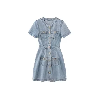 Lookinto Short Sleeved Dresses Women's Denim Blue