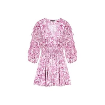 Maje Graphic print Ruffled Mini Dress
