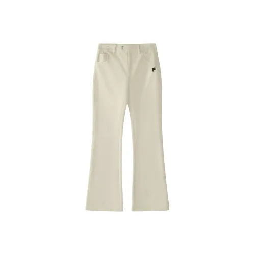 FILA FUSION Knitted Sweatpants Women's Beige Satin