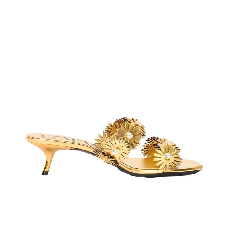 LOEWE Petal Rubber Sole Slip Resistant Slide Slippers 4.5cm Women's Gold-1