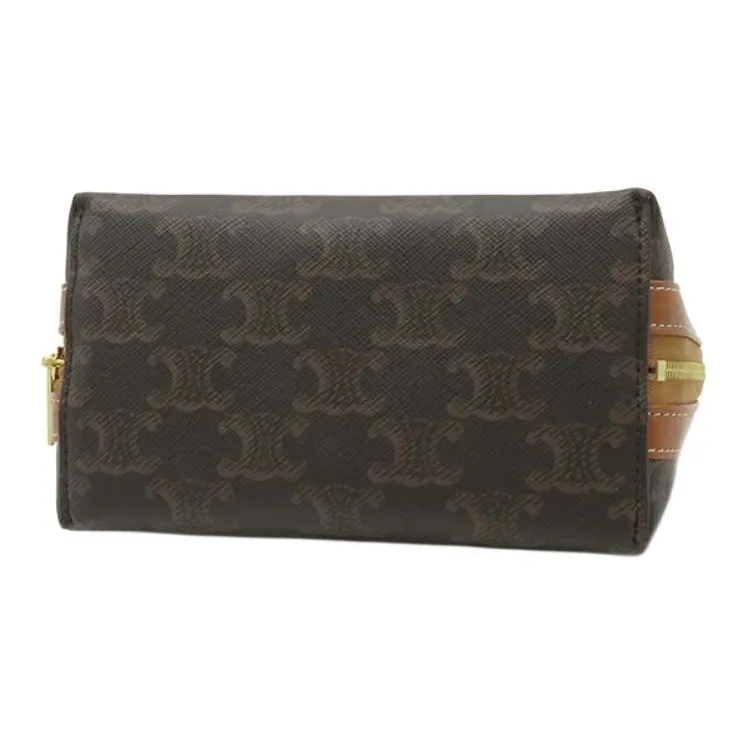CELINE Calfskin Makeup Bag, Clutch Women's Tawny-2