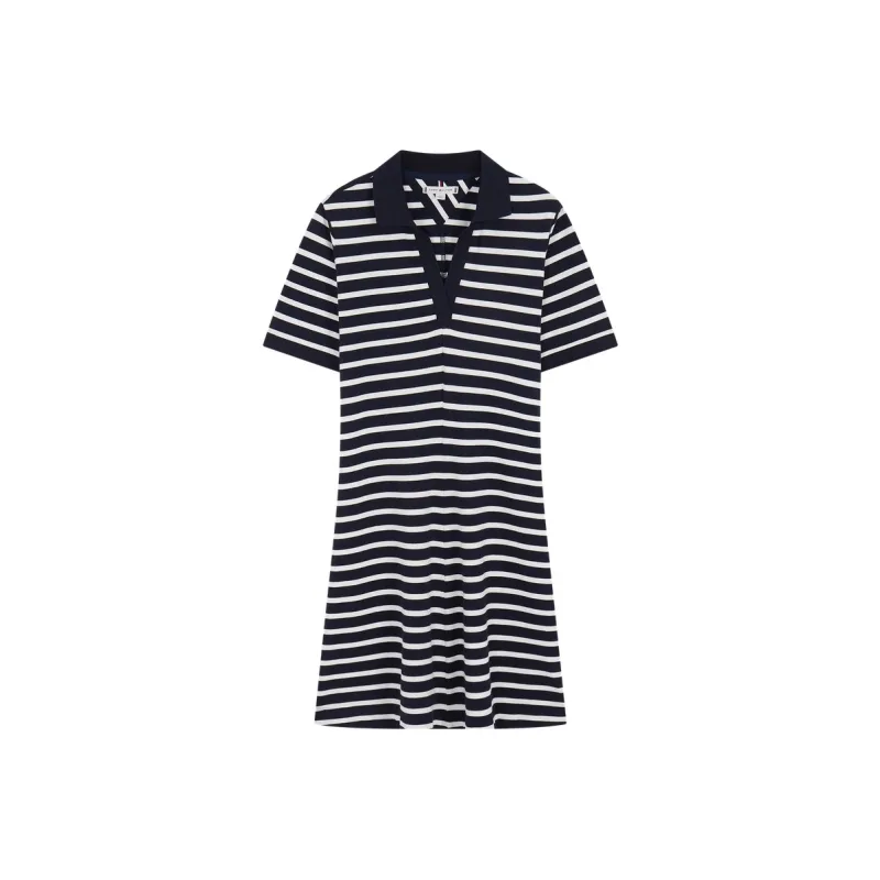 Tommy Hilfiger Short Sleeved Dress Women's Black White Stripes-0