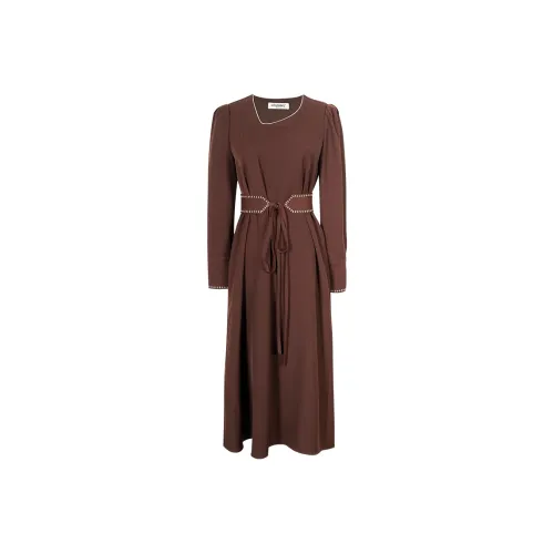 MISSSHINE Long Sleeved Dresses Women's Coffee