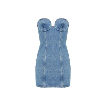 Magda Butrym Strapless Denim Mini Dress