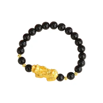 MUSHIFEN Agate Chinese Auspicious Animal Beaded Bracelet # Good Luck Unisex