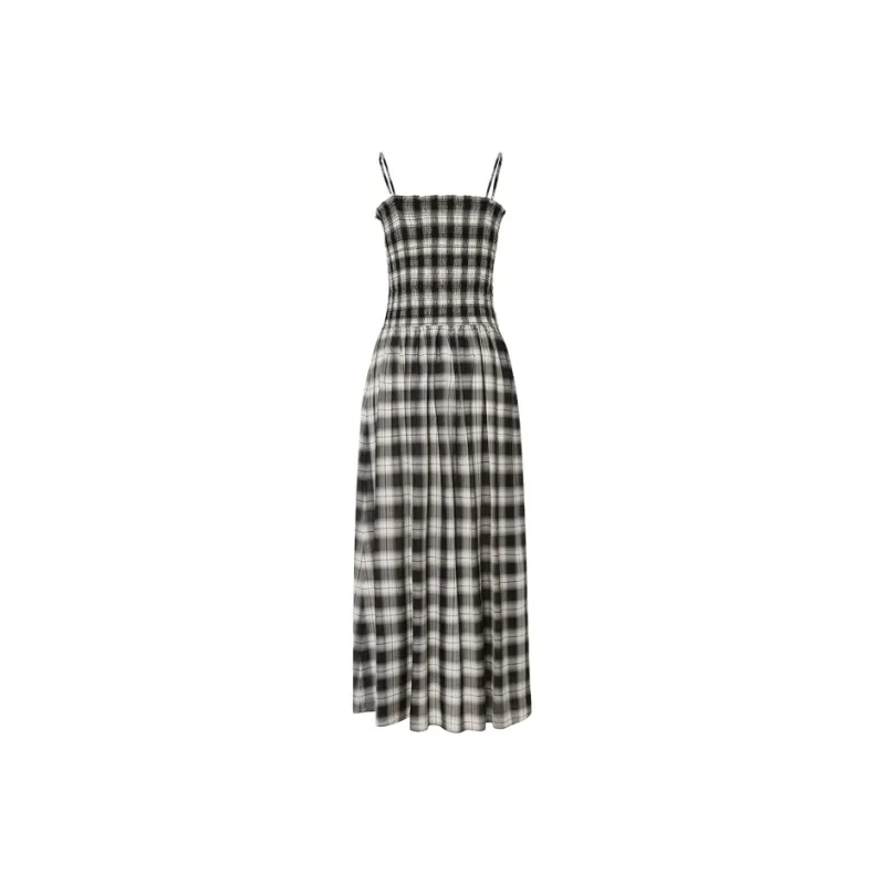 MOCO Slip Dress Women's Black White Plaid-1