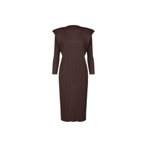 PLEATS PLEASE ISSEY MIYAKE Leats Please By Issey Miyake Crewneck Pleated Midi Dress