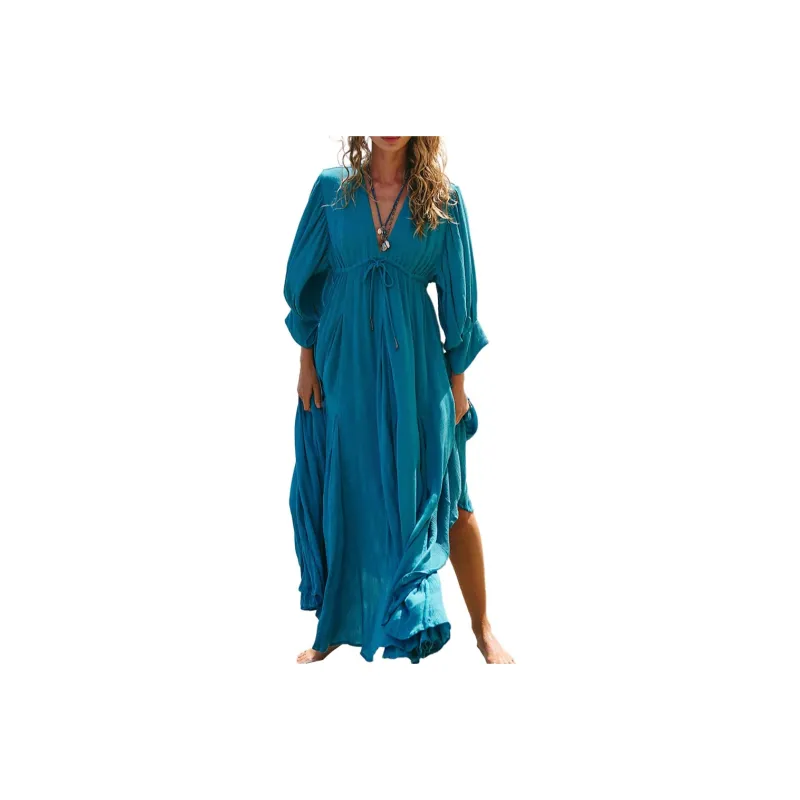 FREE PEOPLE Just Like Paradise Maxi Long-Sleeved Dresses Women's Blue Moon-0